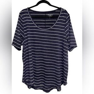 Lane Bryant S/S Tee Navy Blue w/White Stripes and Sparkle - Sz. 18/20.
